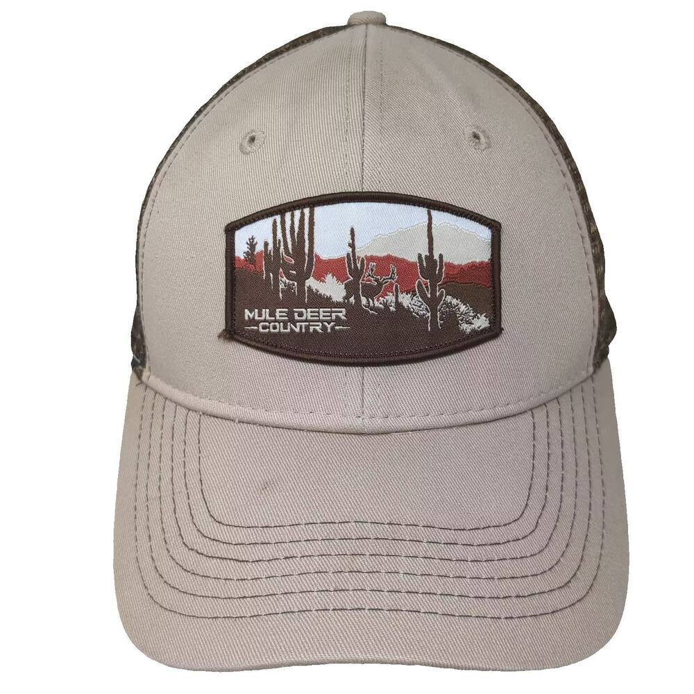 Muley Freak Trucker Hat Beige Brown OS Mule Deer Country Patch Mesh Adjustable